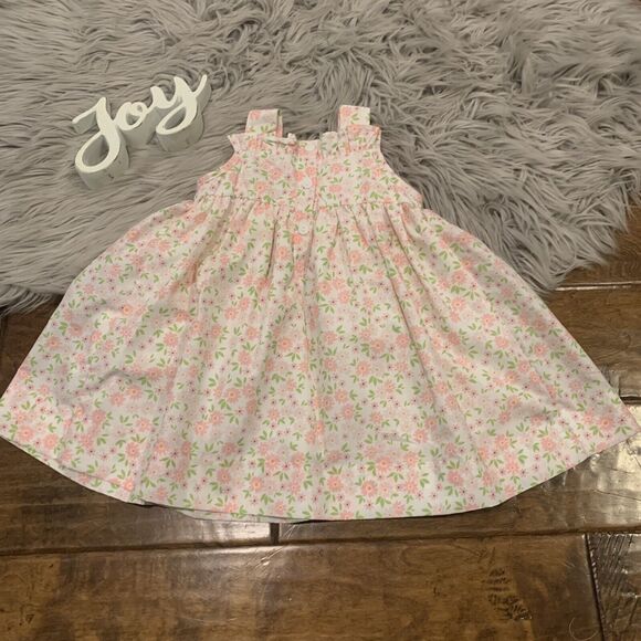 Aspen claire & Company Floral Smocked Dress White Pink Green Size 12 Months New - Picture 3 of 7